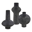 Uttermost Charcoal Bloom Indoor-Outdoor Vases in Black (Set of 3)