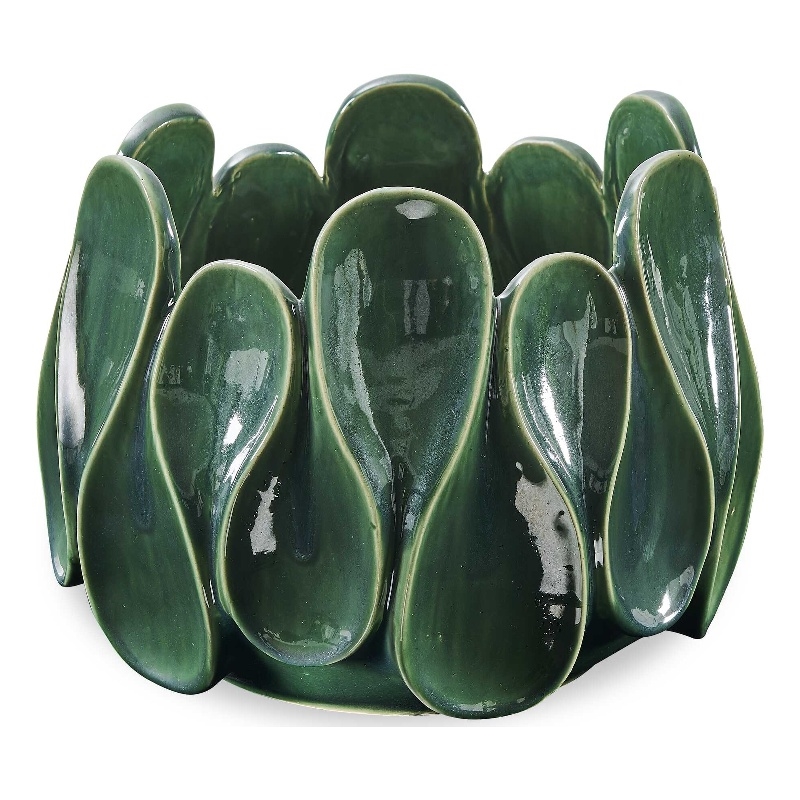 Uttermost Petal Pinch Indoor-Outdoor Bowl in Green