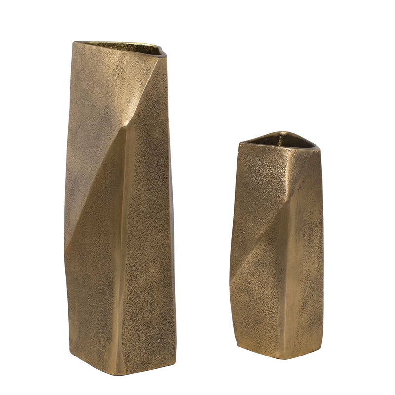 Uttermost GeoForm Indoor-Outdoor Vases in Brass (Set of 2)
