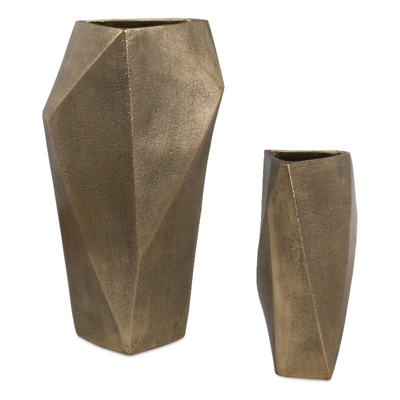 Uttermost GeoForm Indoor-Outdoor Vases in Brass (Set of 2)