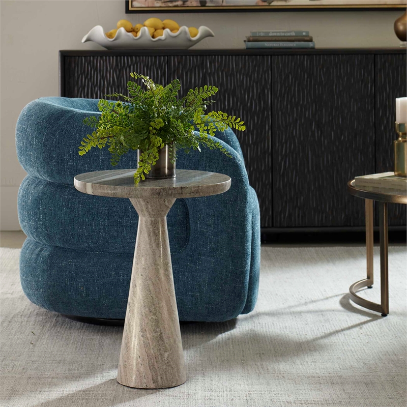 Uttermost Shura Indoor-Outdoor Marble Accent Table in Brown