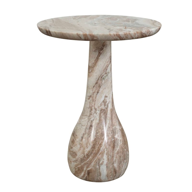 Uttermost Shura Indoor-Outdoor Marble Accent Table in Brown