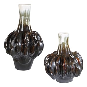 Uttermost Umbrian White & Brown Gourd Vases (Set of 2)
