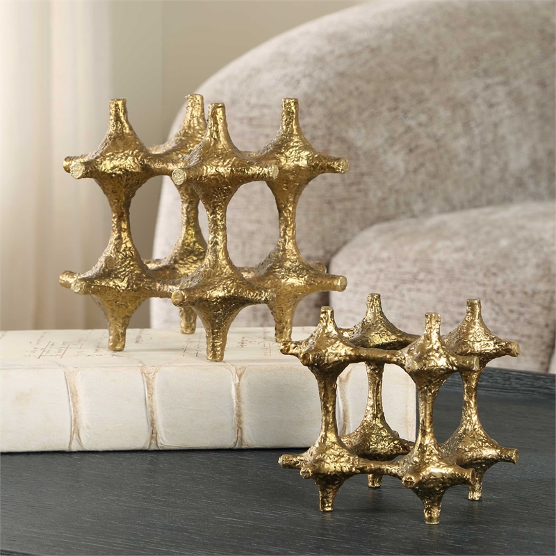 Uttermost Gilded Connection Modern Sculptures in Brass (Set of 2)