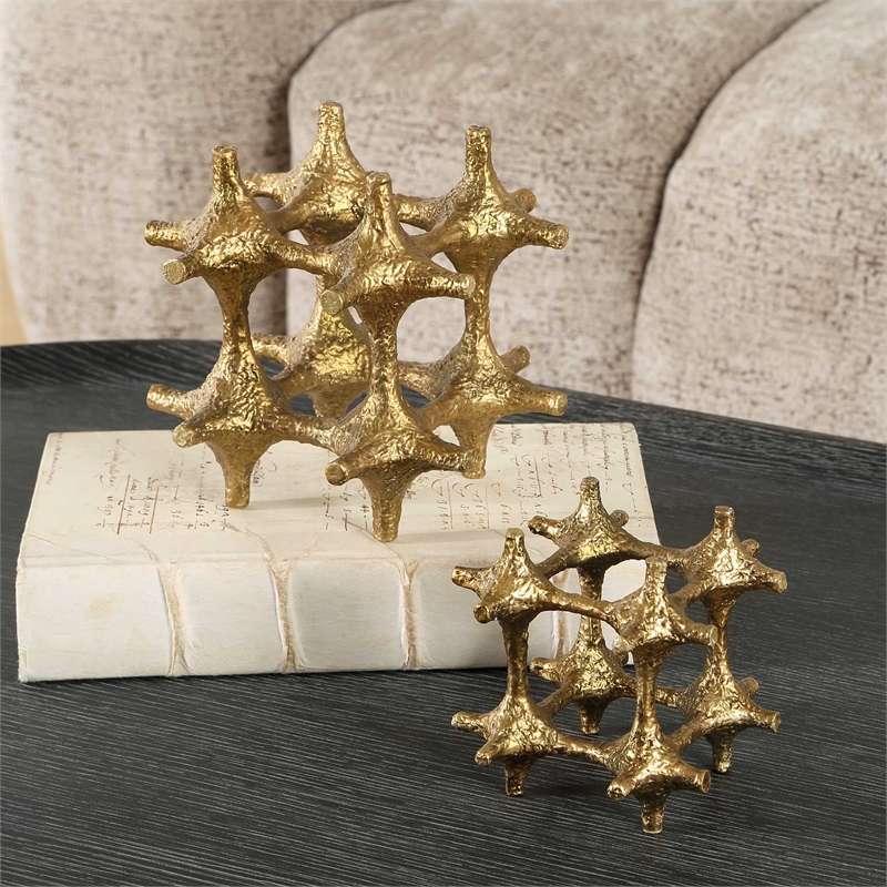 Uttermost Gilded Connection Modern Sculptures in Brass (Set of 2)