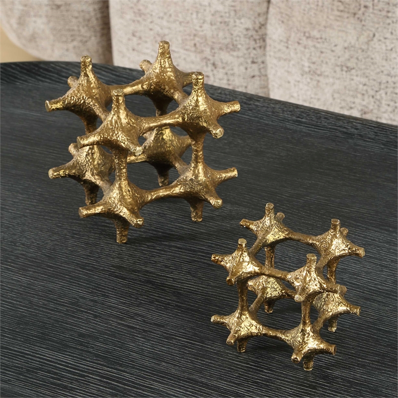 Uttermost Gilded Connection Modern Sculptures in Brass (Set of 2)