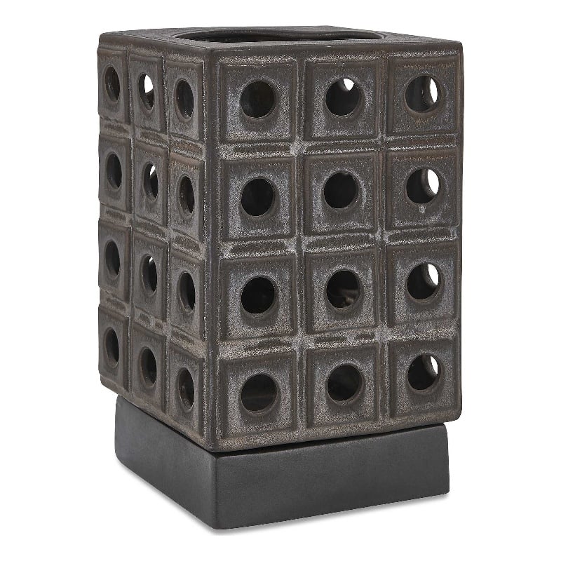 Uttermost Lattice Indoor-Outdoor Lantern Candleholder in Brown