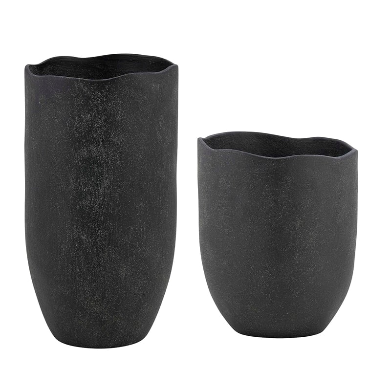 Uttermost Komorebi Indoor-Outdoor Vases in Black (Set of 2)
