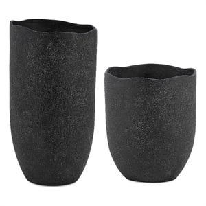 Uttermost Komorebi Indoor-Outdoor Vases in Black (Set of 2)