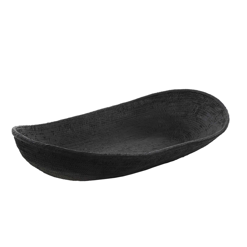 Uttermost Ember Weave Indoor-Outdoor Oblong Bowl in Black