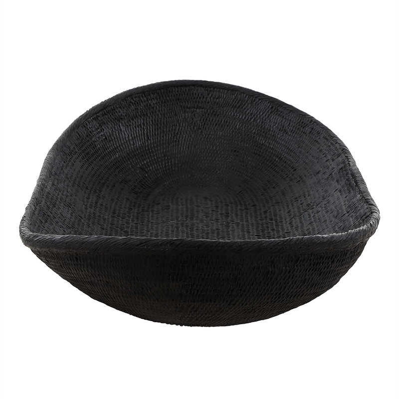 Uttermost Ember Weave Indoor-Outdoor Oblong Bowl in Black
