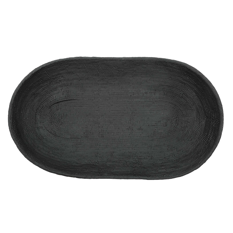 Uttermost Ember Weave Indoor-Outdoor Oblong Bowl in Black