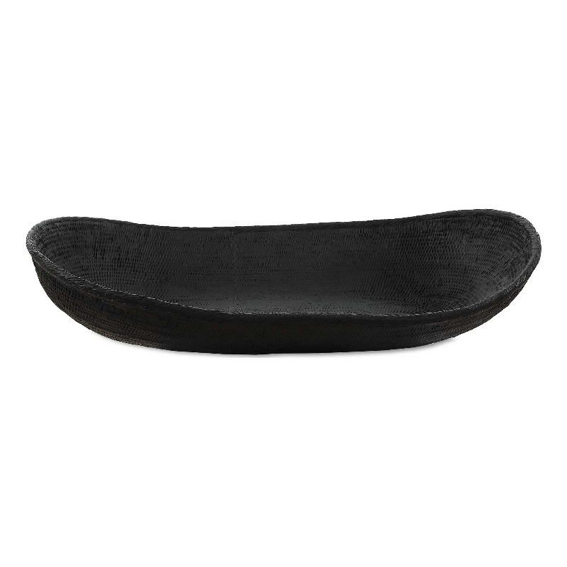 Uttermost Ember Weave Indoor-Outdoor Oblong Bowl in Black