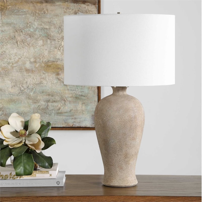 Uttermost Torres Textured Ceramic Table Lamp in Brown