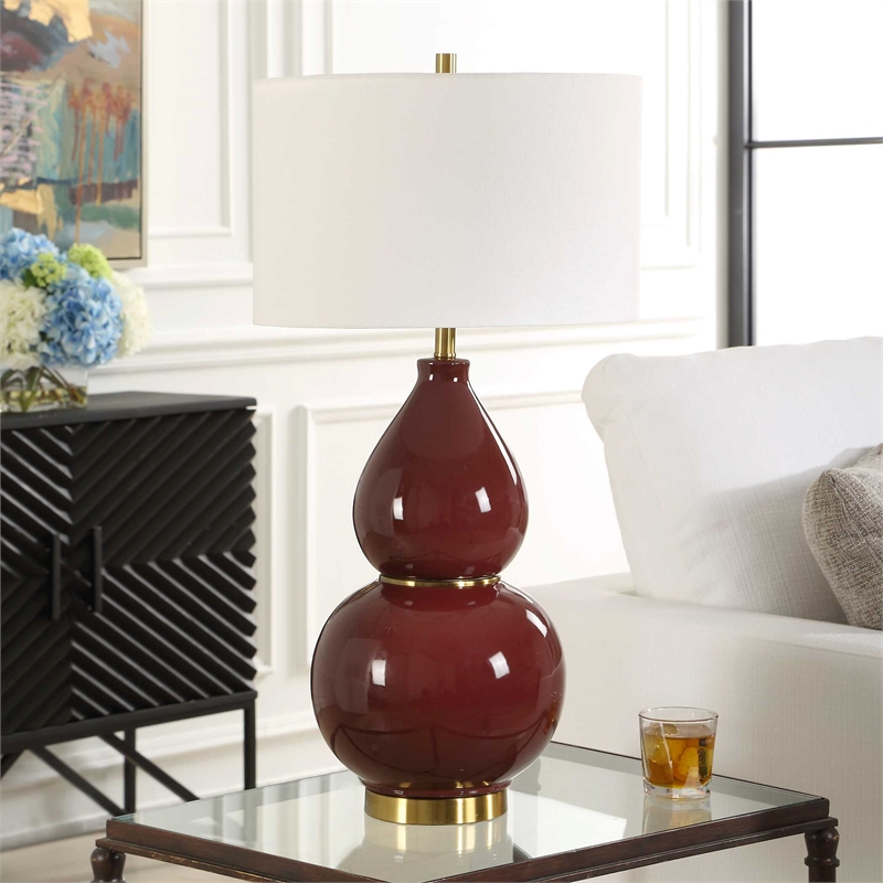 Uttermost Gourd Table Lamp in Burgundy