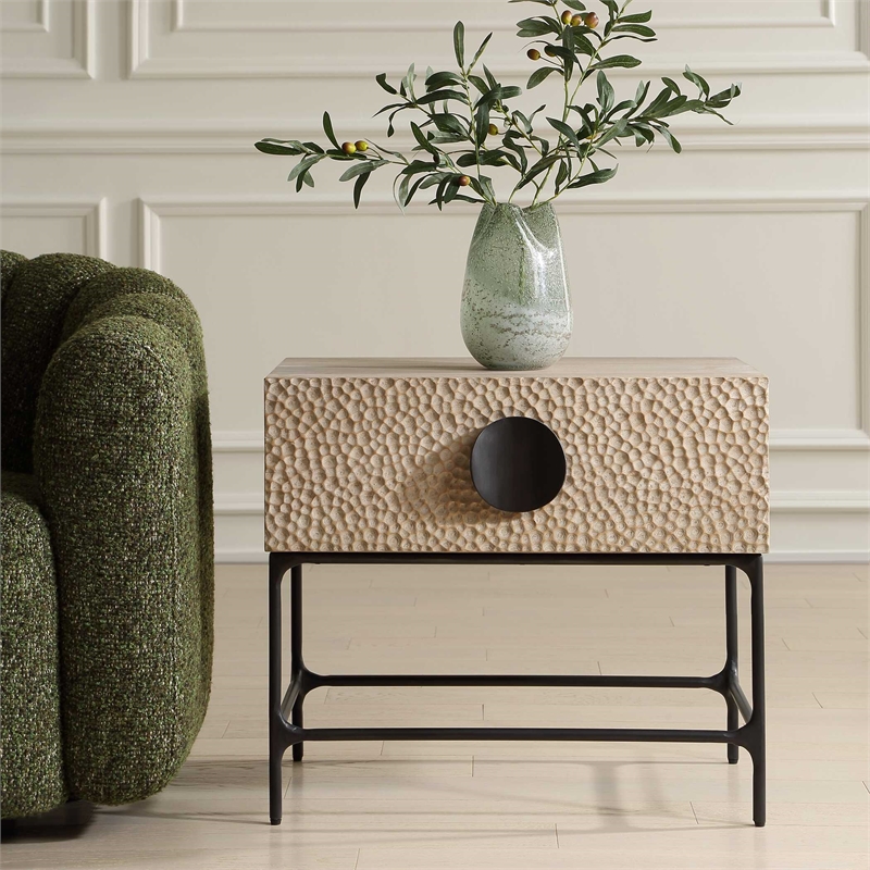 Uttermost Lunar Wooden Side Table in Brown