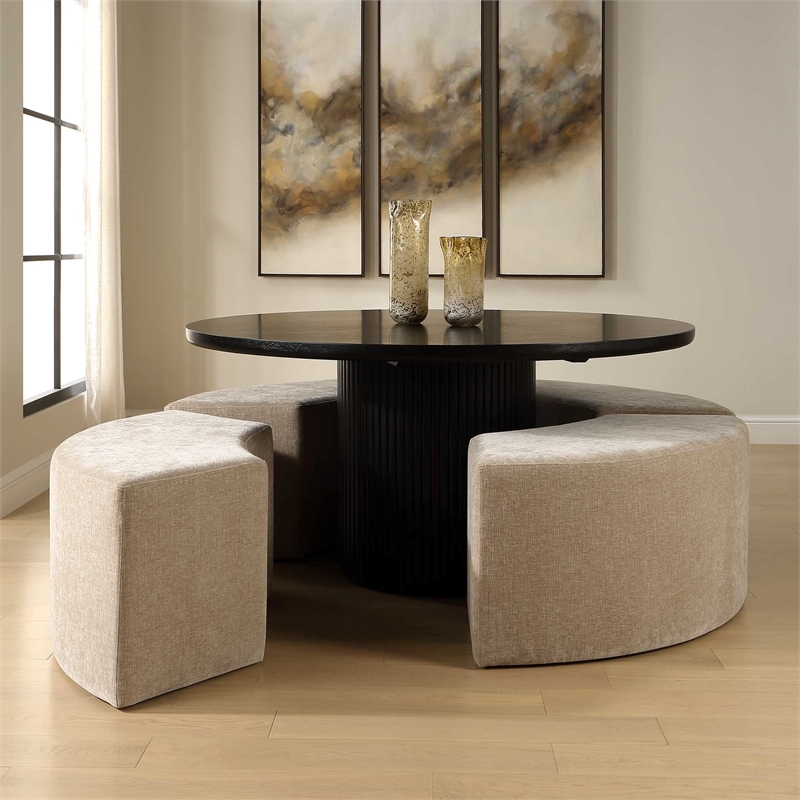 Uttermost Khai Rounded Plush Dining Bench in Brown