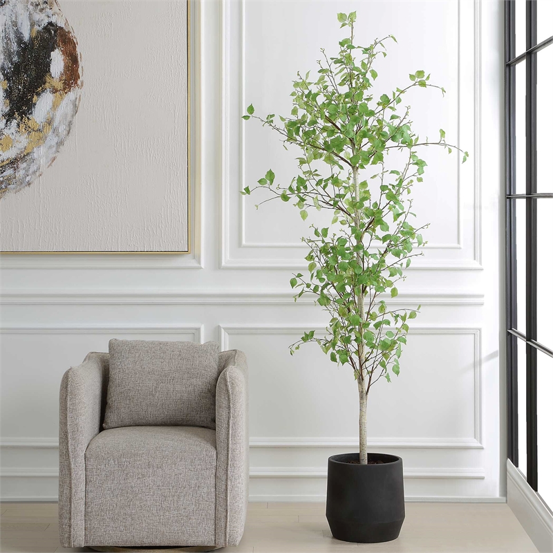 Uttermost Boreal Potted Birch Tree in Black