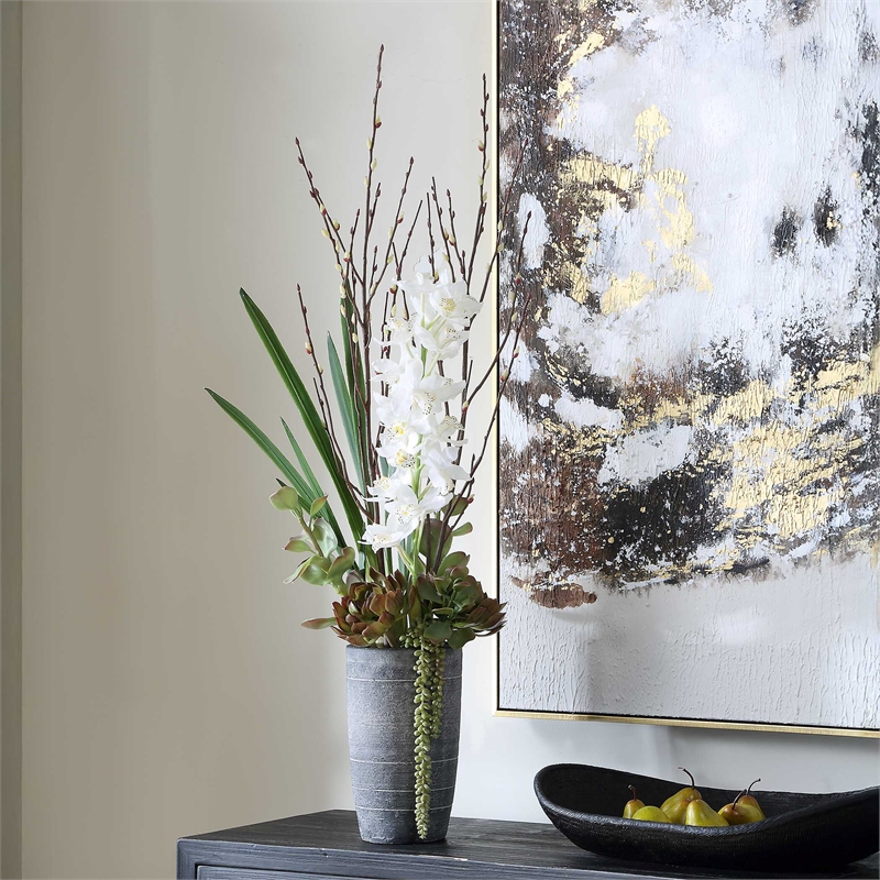Uttermost Eterna Orchid Centerpiece Vase in Gray