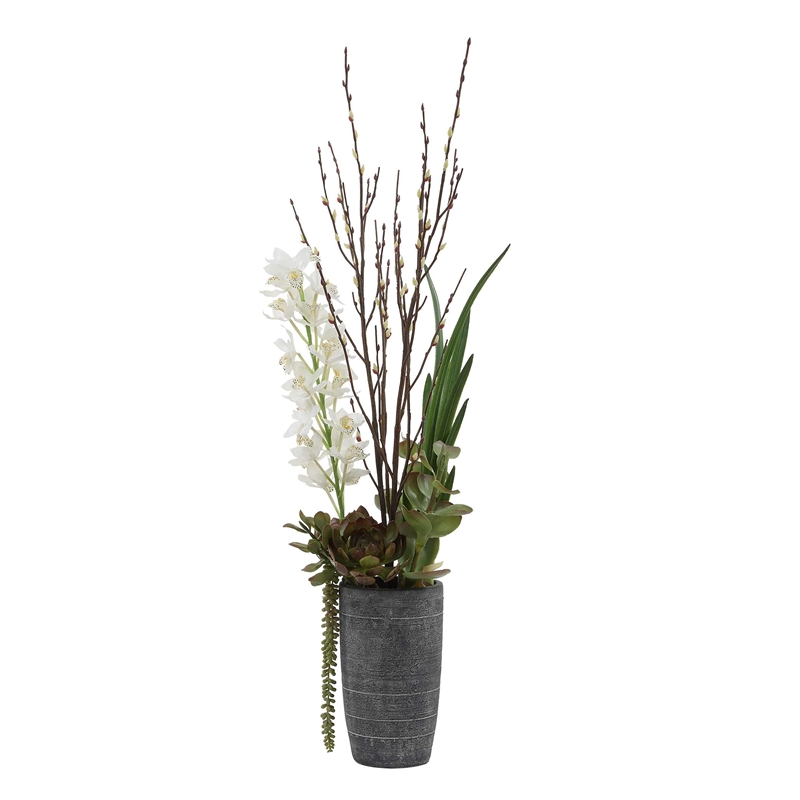 Uttermost Eterna Orchid Centerpiece Vase in Gray