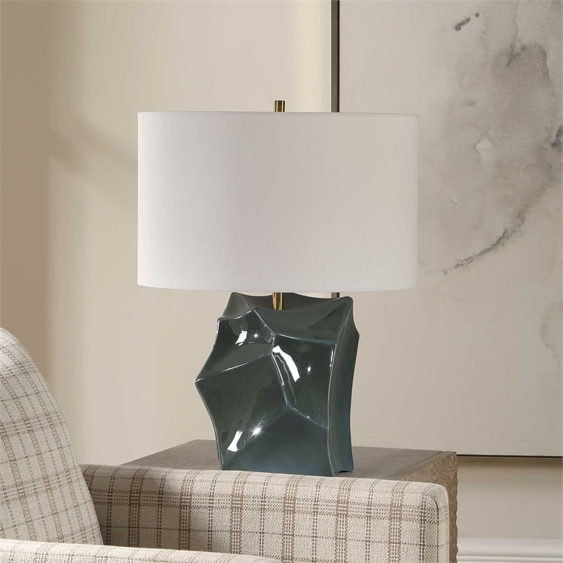 Uttermost Prisma Table Lamp in Smoky Blue with Bronze Accents