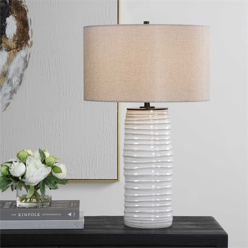 Uttermost Barat Ceramic Table Lamp in White
