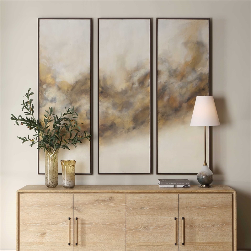 Uttermost Smoke Break Hand Painted Modern Art in Multi-Color (Set of 3)