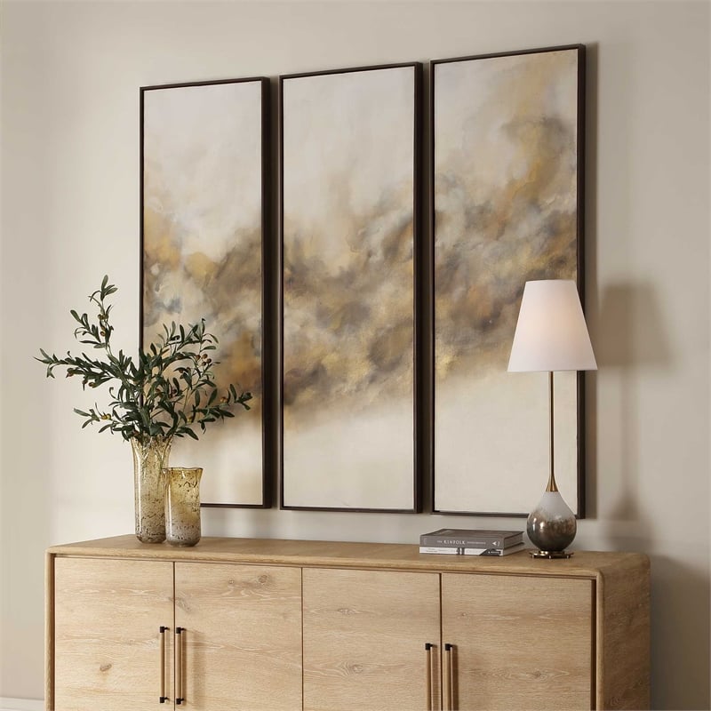 Uttermost Smoke Break Hand Painted Modern Art in Multi-Color (Set of 3)
