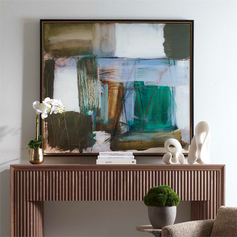 Uttermost Green Fields Framed Abstract Canvas in Multi-Color