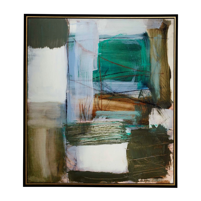 Uttermost Green Fields Framed Abstract Canvas in Multi-Color