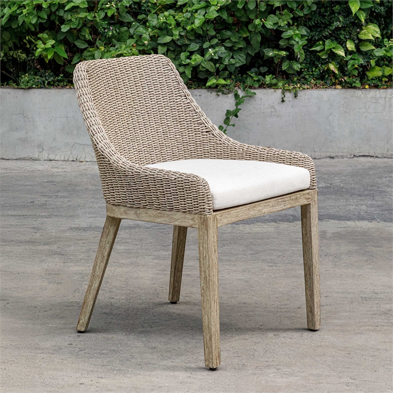 Uttermost Paloma Outdoor Wicker Dining Chair in Gray