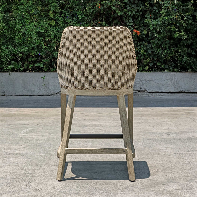 Uttermost Paloma Outdoor Wicker Counter Stool in Gray