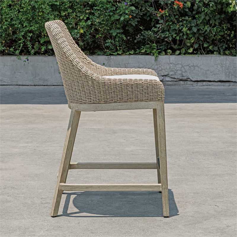 Uttermost Paloma Outdoor Wicker Counter Stool in Gray