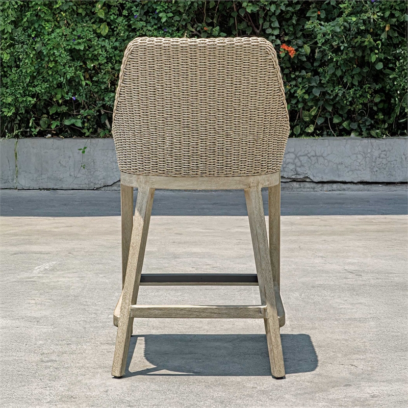 Uttermost Paloma Outdoor Wicker Counter Stool in Gray