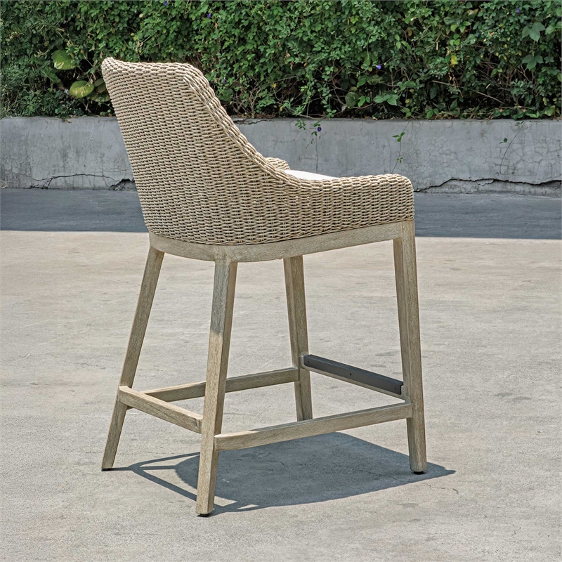 Uttermost Paloma Outdoor Wicker Counter Stool in Gray