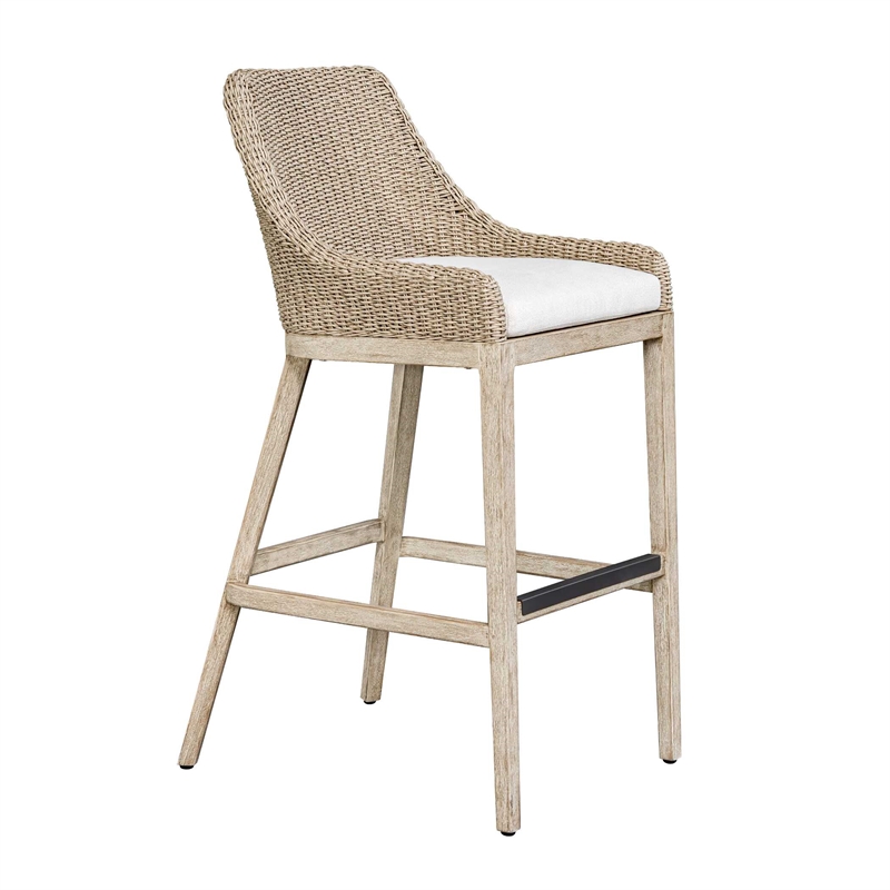 Uttermost Paloma Outdoor Wicker Bar Stool in Gray
