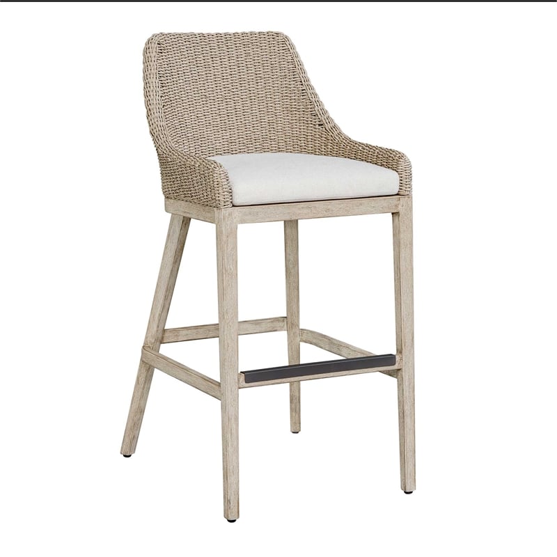 Uttermost Paloma Outdoor Wicker Bar Stool in Gray