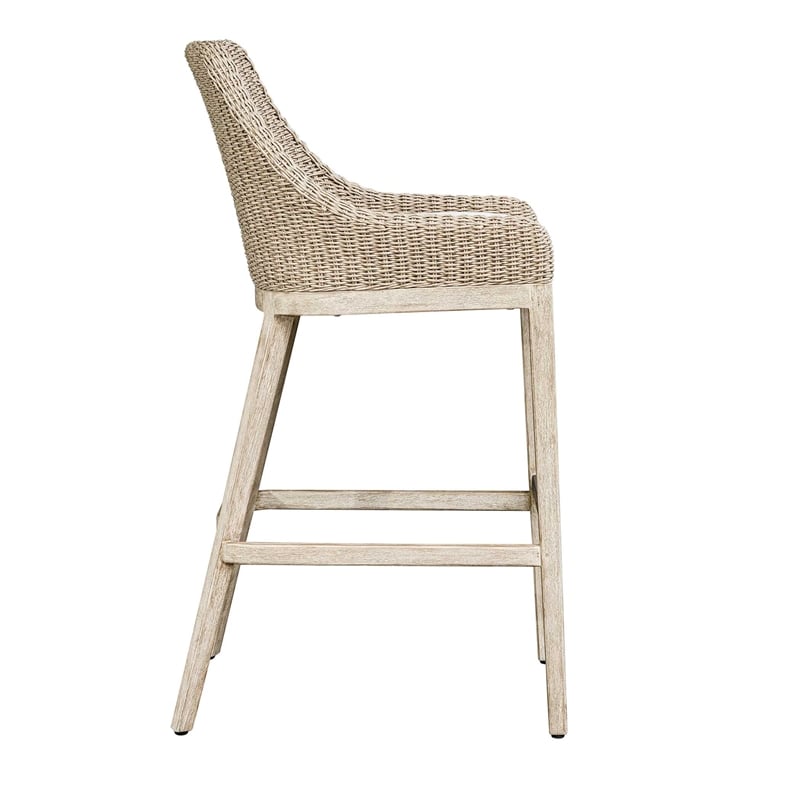 Uttermost Paloma Outdoor Wicker Bar Stool in Gray