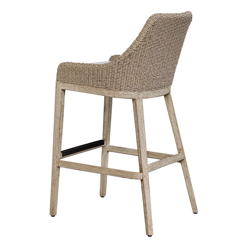 Uttermost Paloma Outdoor Wicker Bar Stool in Gray