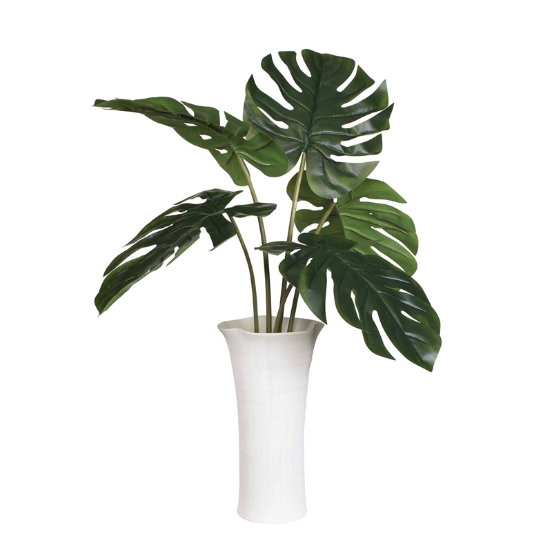 Uttermost Muse Monstera Centerpiece with White Vase