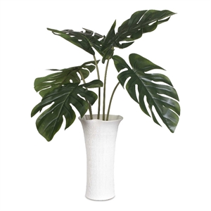 Uttermost Muse Monstera Centerpiece with White Vase