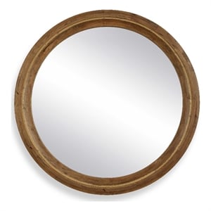 Uttermost Frontier Round Wood Mirror in Brown