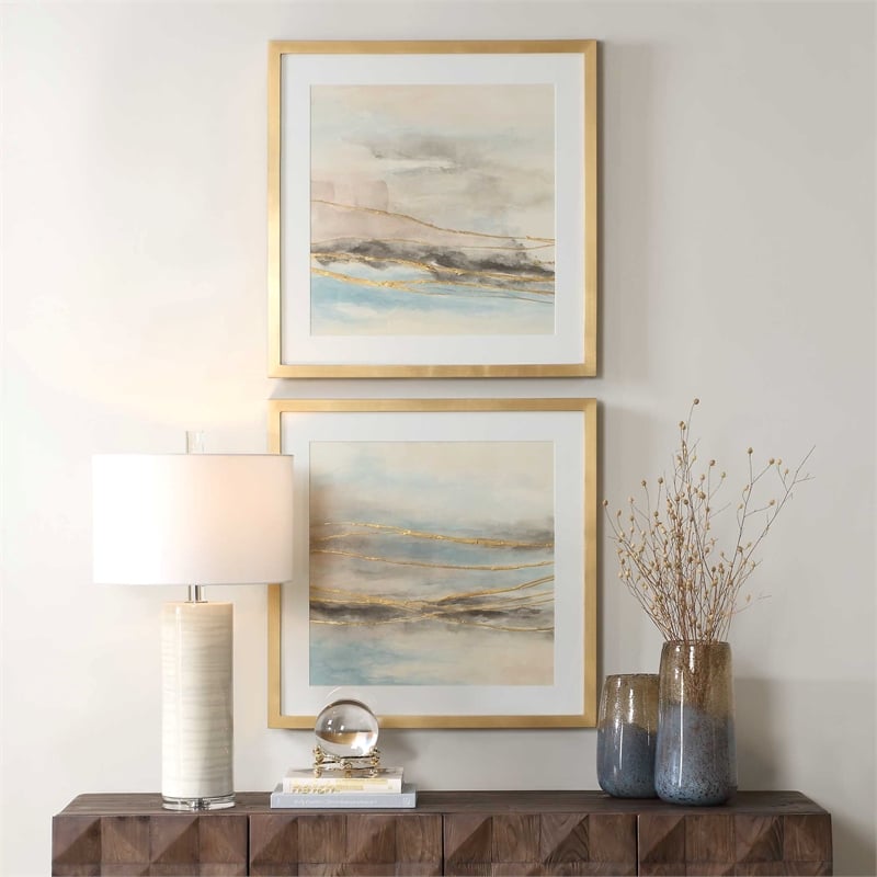Uttermost So Golden Abstract Landscape Prints in Multi-Color (Set of 2)