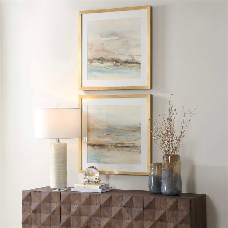 Uttermost So Golden Abstract Landscape Prints in Multi-Color (Set of 2)
