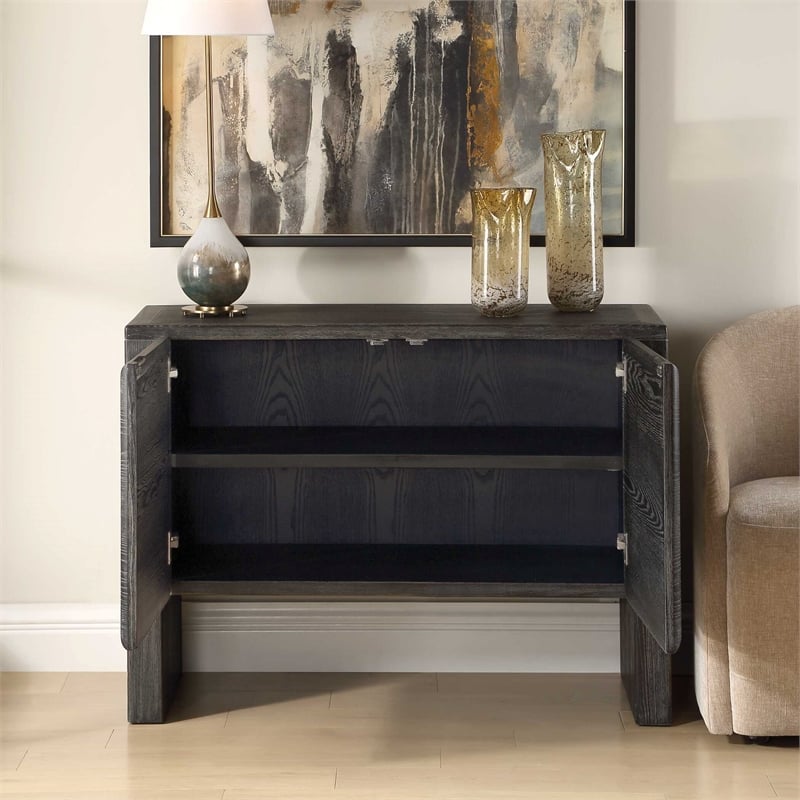 Uttermost Bierk Dark Stain 2 Door Cabinet in Black