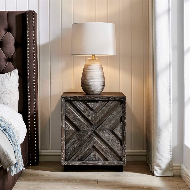 Uttermost Barrett Dark Charcoal Oak Cabinet in Black