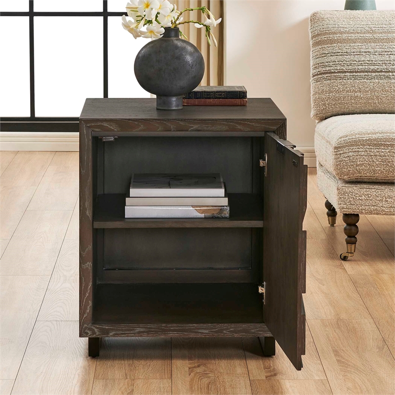 Uttermost Barrett Dark Charcoal Oak Cabinet in Black