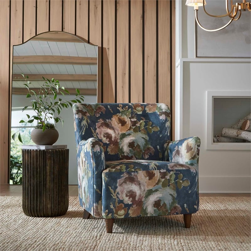 Uttermost Lainey Floral Upholstered Armchair in Blue