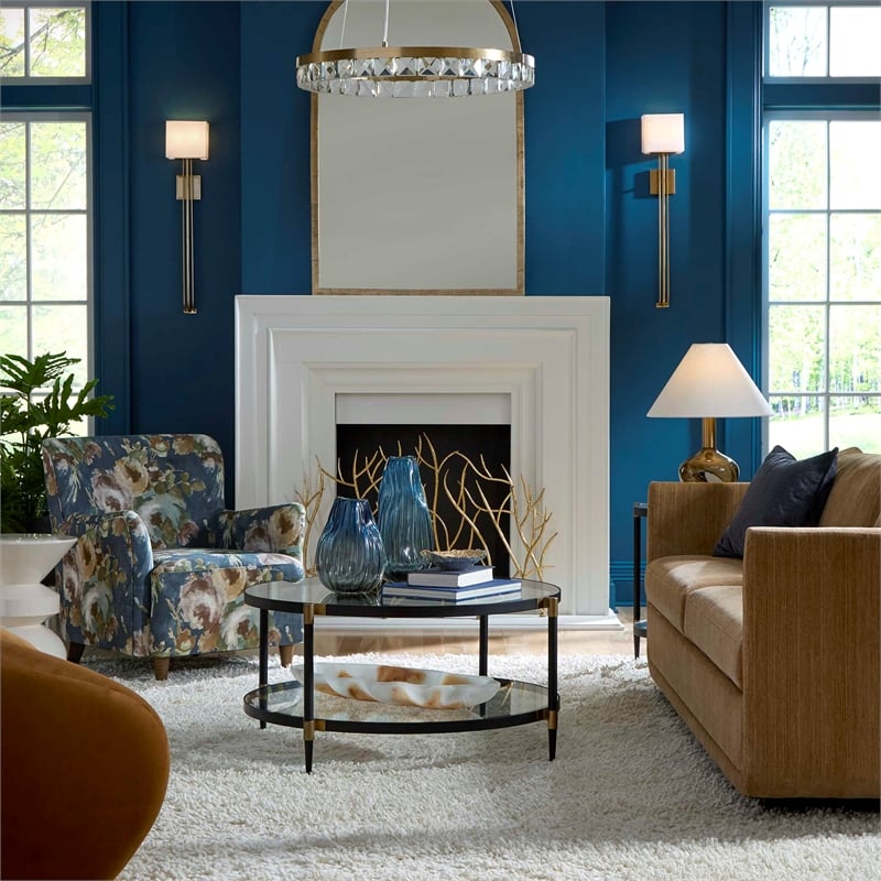Uttermost Lainey Floral Upholstered Armchair in Blue