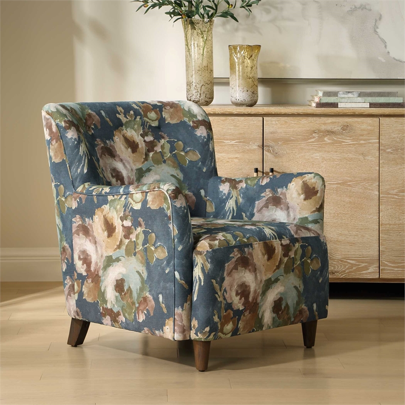 Uttermost Lainey Floral Upholstered Armchair in Blue